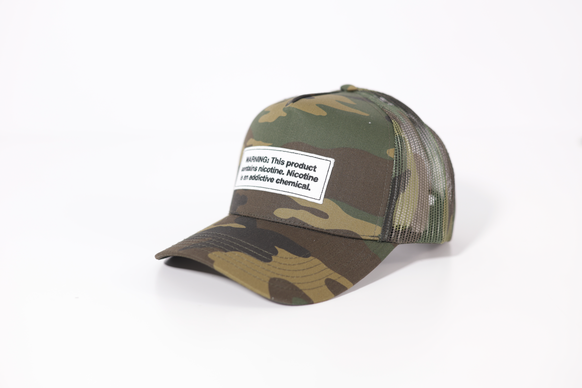 Camo Sesh+ Warning Label Hat